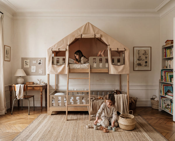 Portal Bed Base — Storage & Play (for Two) — Beige Tent
